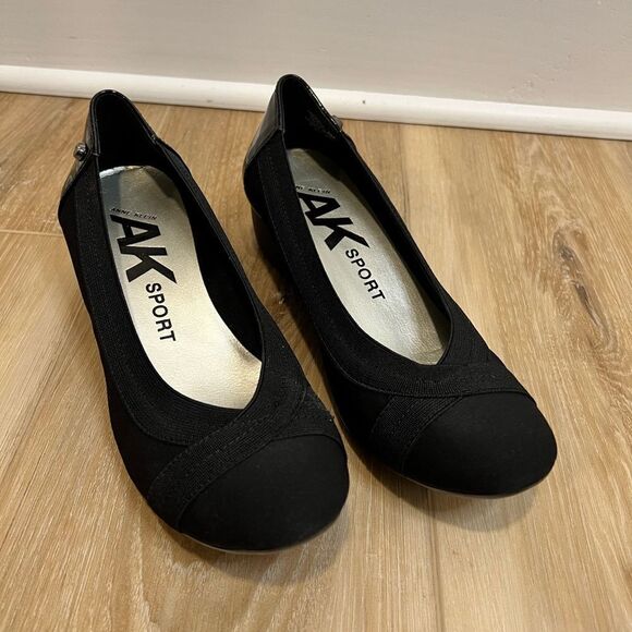 ANNE KLEIN Sport Black Slip On Wedges Size 6 - Picture 1 of 9